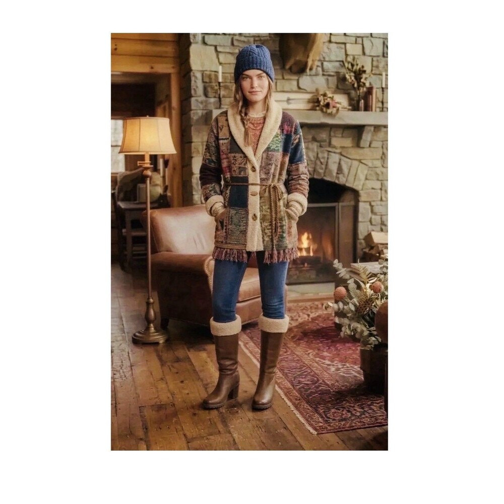 UGG Wm 7 Felicity Genuine Leather & Sheepskin Shearling Cuff -Mid Calf -Wedge